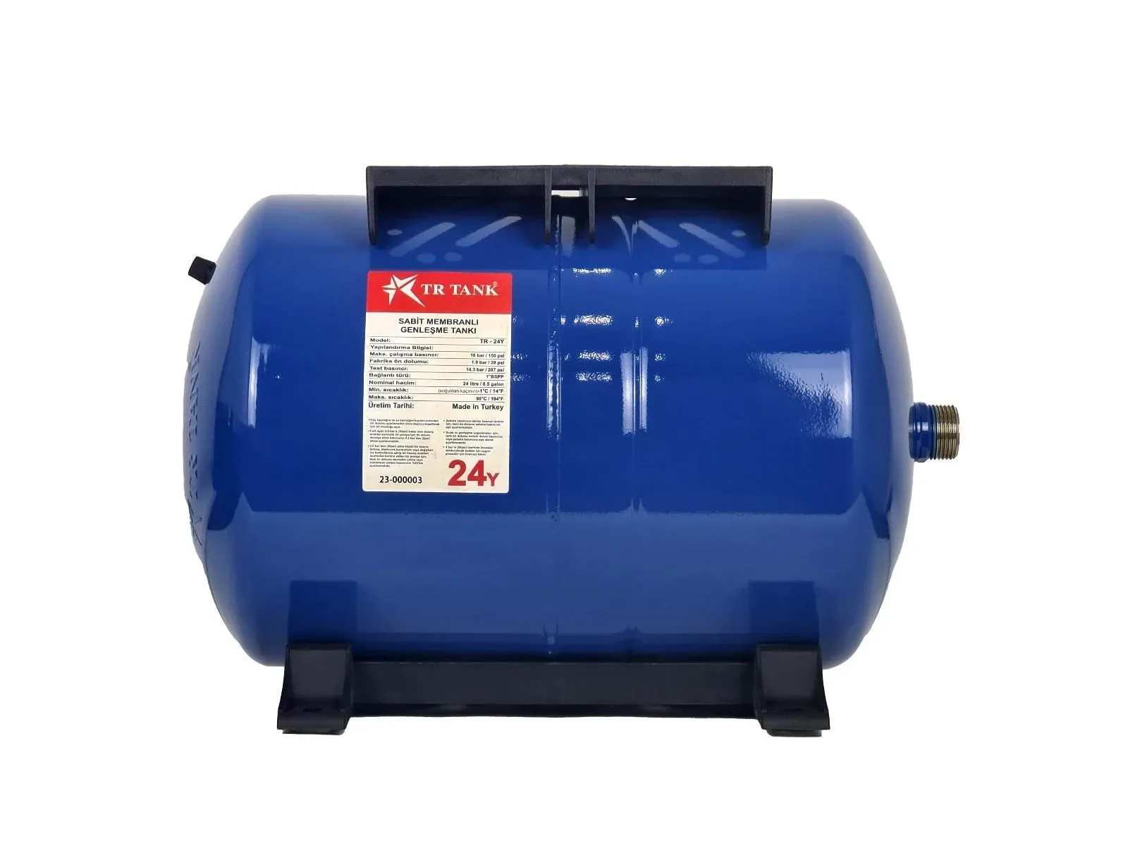 TR TANK 24 L 10 Bar  Sabit Mebranlı Yatık Genleşme Tankı