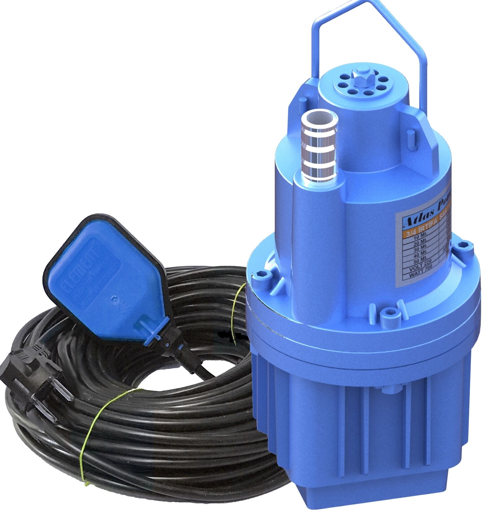 ATLAS  Elektromanyetik Dalgıç Pompa 3/4'' Flatörlü 30Mt Kablo