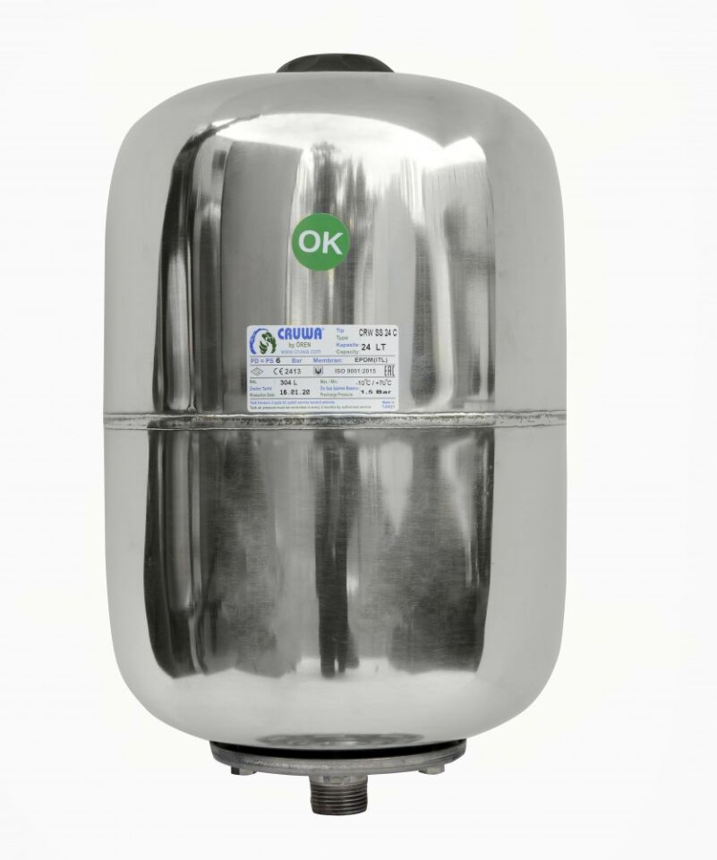 CRUWA CRW 24 Lt Silindirik Paslanmaz (304) Genleşme Tankı