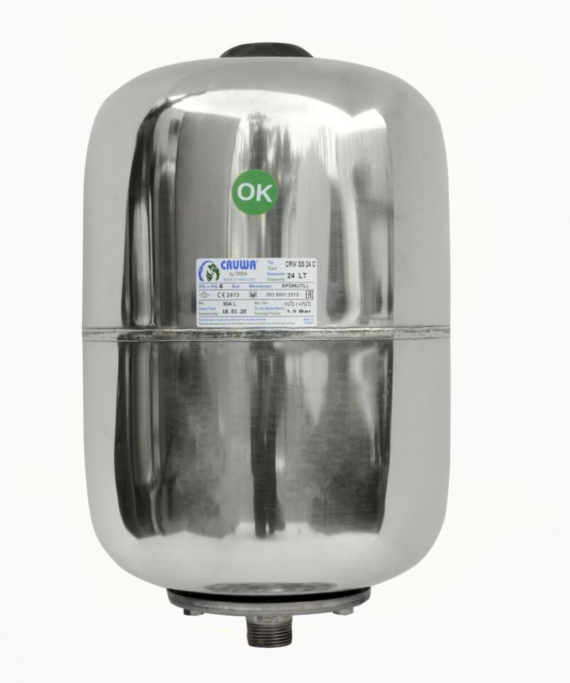 CRUWA CRW 50 Lt Silindirik Paslanmaz (304) Genleşme Tankı