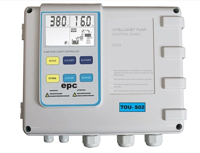 EPC TOU S02 Çift Pompa 7,5 HP-15 HP (5,5-11 Kw) Trifaze Elektronik Pano IP55