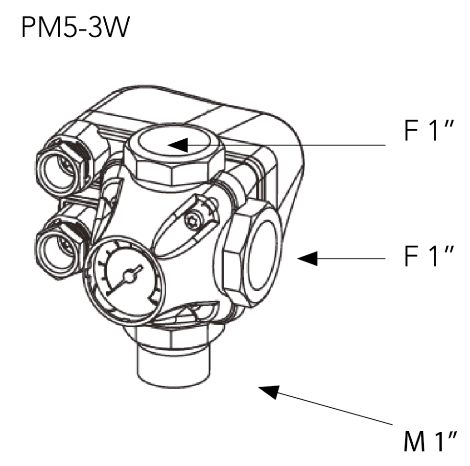 ITALTECNICA Pm 5 - 3 Way 1-5 Monofaze Manometreli Basınç Şalteri