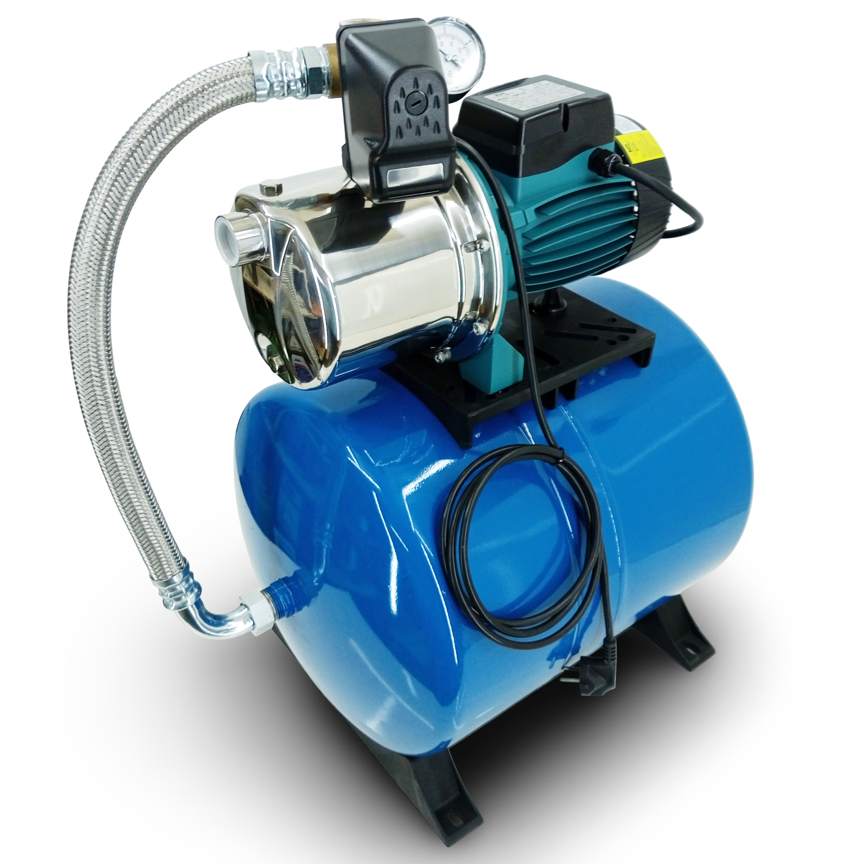 KAYSU 1,2 hp Paslanmaz Jet Hidrofor 8 Kat 10 Daire 50 lt Yatık TR Tanklı