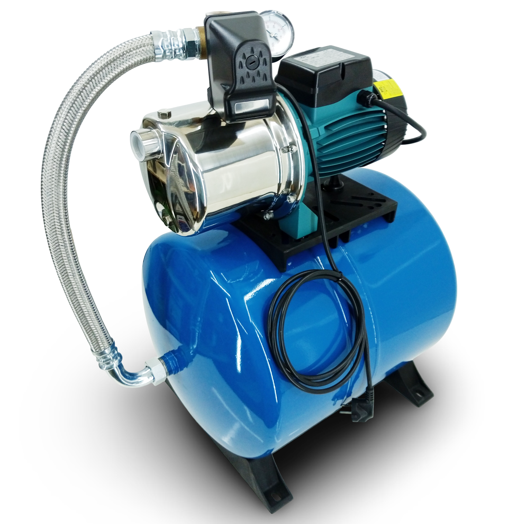 KAYSU 1,2 hp Paslanmaz Jet Hidrofor 4 Kat 4 Daire 50 lt Yatık TR Tanklı