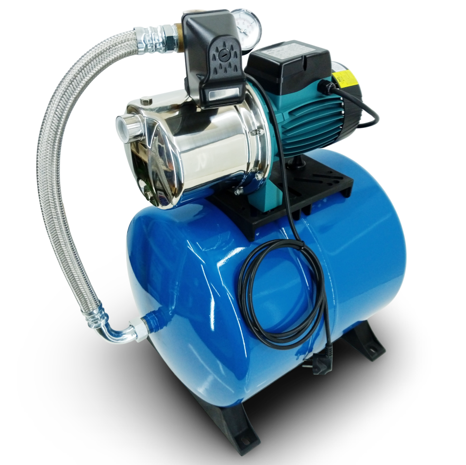 KAYSU 1,2 hp Paslanmaz Jet Hidrofor 8 Kat 10 Daire 50 lt Yatık TR Tanklı