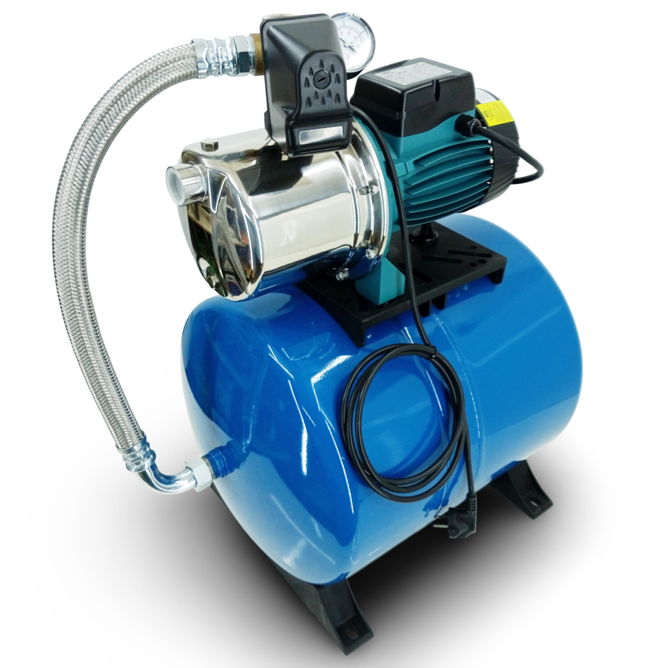 KAYSU 1,2 hp Paslanmaz Jet Hidrofor 4 Kat 4 Daire 50 lt Yatık TR Tanklı