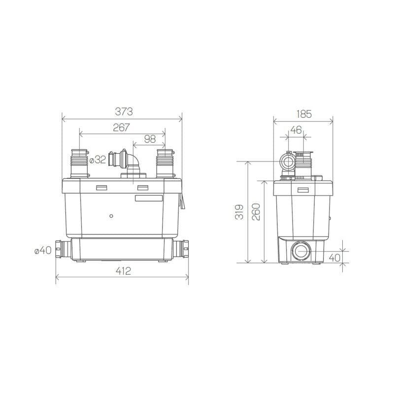 SANIHYDRO Sanispeed 4 ünite Atık Su Tahliye Cihazı 7 mt. Dik