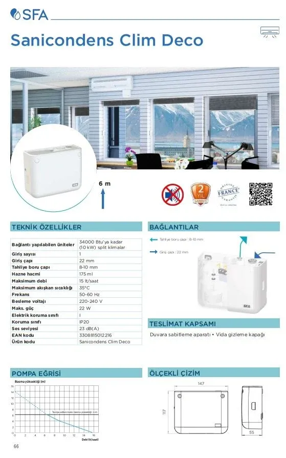 SANIHYDRO Sanicondens Deco + Yoğuşmalı Kombi Drenaj Pompası